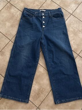 Levi's Women's Mile High Cropped Wide Leg Button Fly Jeans Sz 31